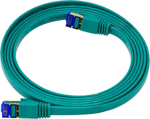 QualGear RJ45 Cat 7 Ethernet Patch Cable, 10Gpbs High-Speed Cable, 600MHz, Triple-Shielded, Flat, 1 Feet, Black in Saudi Arabia