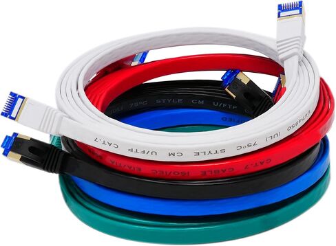 QualGear RJ45 Cat 7 Ethernet Patch Cable, 10Gpbs High-Speed Cable, 600MHz, Triple-Shielded, Flat, 1 Feet, Black in Saudi Arabia