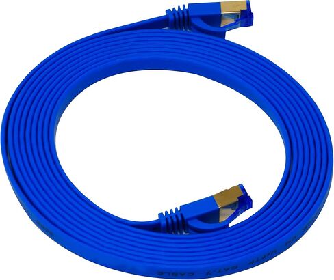 QualGear RJ45 Cat 7 Ethernet Patch Cable, 10Gpbs High-Speed Cable, 600MHz, Triple-Shielded, Flat, 1 Feet, Black in Saudi Arabia