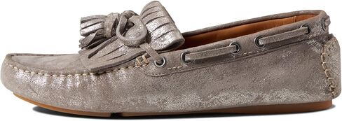 Johnston & Murphy Maggie Kiltie Tassel Pewter Metallic Suede 8.5 M in Saudi Arabia