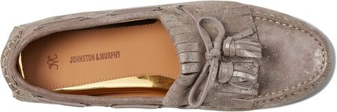 Johnston & Murphy Maggie Kiltie Tassel Pewter Metallic Suede 8.5 M in Saudi Arabia