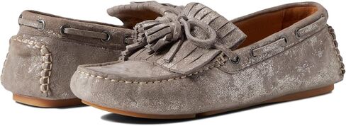 Johnston & Murphy Maggie Kiltie Tassel Pewter Metallic Suede 8.5 M in Saudi Arabia
