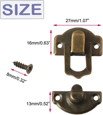 Antique Bronze Hasp Latch and Hinges Set, Retro Vintage Style Hinges and Hasp Lock with Matching Screwing for DIY Crafts Wooden Jewelry Box in Saudi Arabia