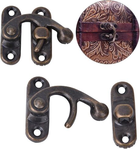 30 Pcs Hook Hasp Latch,Antique Vintage Lock Clasp,Right Latch Hook Hasp Horn Lock Wood Jewelry Box Latch Hook Clasp,for Small Object Box Jewelry Box Toolbox,3.2 x 2.8cm in Saudi Arabia
