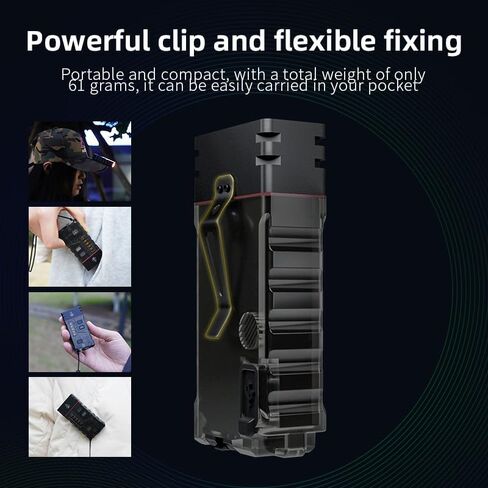poyoelf EDC مصباح يدوي قوي صغير مع ولاعة قوس ومشبك مغناطيسي للتنبيه، فائق السطوع 1000 LM، USB C قابل لإعادة الشحن LED سلسلة مفاتيح جيب ضوء فلاش مع ضوء جانبي COB (أسود) in Kuwait