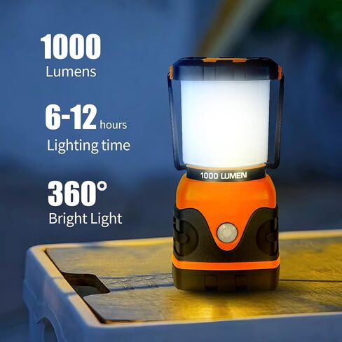 فانوس LED، 1000 LM، مصابيح تخييم مقاومة للماء IPX4، فوانيس خيمة تعمل بالبطارية، مصباح يدوي لحالات الطوارئ والتخييم والمشي لمسافات طويلة وصيد الأسماك (برتقالي) in Saudi Arabia