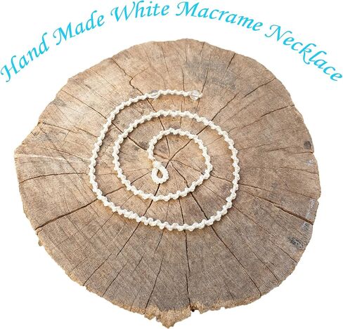 قلادة كريستال مع قلادة حجرية - تميمة لشفاء الشاكرا، مجوهرات مصنوعة يدويًا للجنسين مع حقيبة هدايا، حبل مكرامية أبيض مصنوع يدويًا، حجر كريم طبيعي من الكوارتز الدخاني (عين النمر البني) in Kuwait