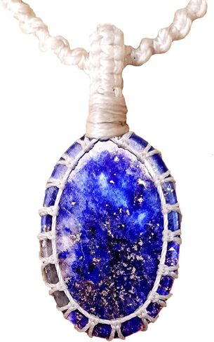 قلادة كريستال مع قلادة حجرية - تميمة لشفاء الشاكرا، مجوهرات مصنوعة يدويًا للجنسين مع حقيبة هدايا، حبل مكرامية أبيض مصنوع يدويًا، حجر كريم طبيعي من الكوارتز الدخاني (عين النمر البني) in Kuwait