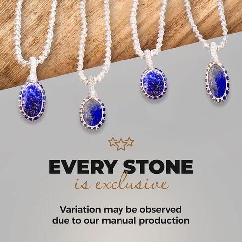 قلادة كريستال مع قلادة حجرية - تميمة لشفاء الشاكرا، مجوهرات مصنوعة يدويًا للجنسين مع حقيبة هدايا، حبل مكرامية أبيض مصنوع يدويًا، حجر كريم طبيعي من الكوارتز الدخاني (عين النمر البني) in Kuwait