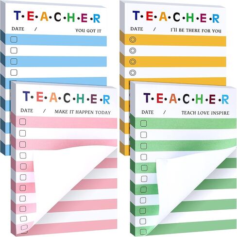 4 Pack Teacher Notepad Sets Teacher to Do List Sticky Notes Motivational Memo Pads 200 Sheets 4 x 6 Inch Teacher Appreciation Gifts for School Office Daily Use in Saudi Arabia