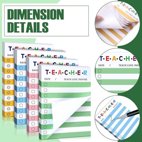 4 Pack Teacher Notepad Sets Teacher to Do List Sticky Notes Motivational Memo Pads 200 Sheets 4 x 6 Inch Teacher Appreciation Gifts for School Office Daily Use in Saudi Arabia