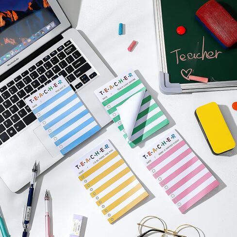 4 Pack Teacher Notepad Sets Teacher to Do List Sticky Notes Motivational Memo Pads 200 Sheets 4 x 6 Inch Teacher Appreciation Gifts for School Office Daily Use in Saudi Arabia