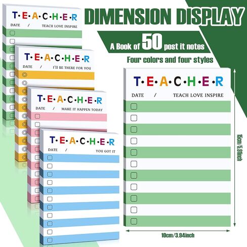 4 Pack Teacher Notepad Sets Teacher to Do List Sticky Notes Motivational Memo Pads 200 Sheets 4 x 6 Inch Teacher Appreciation Gifts for School Office Daily Use in Saudi Arabia