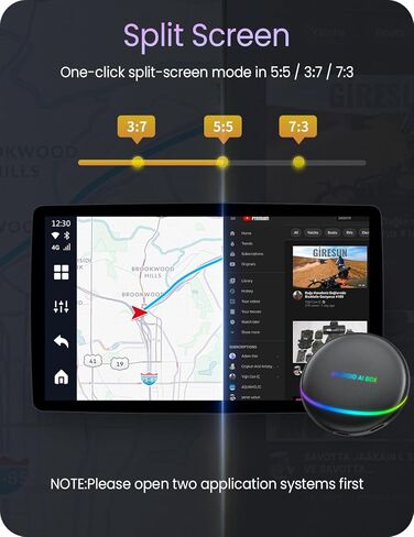 محول CarPlay AI Box اللاسلكي للملاحة المتكاملة، Android12، مخرج HDMI، 8+128G متوافق مع YouTube/Netflix/Hulu، شاشة مقسمة للشاشة، متوافق مع بطاقة SIM اللاسلكية CarPlay/Android Auto in Kuwait