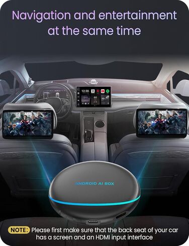 محول CarPlay AI Box اللاسلكي للملاحة المتكاملة، Android12، مخرج HDMI، 8+128G متوافق مع YouTube/Netflix/Hulu، شاشة مقسمة للشاشة، متوافق مع بطاقة SIM اللاسلكية CarPlay/Android Auto in Kuwait
