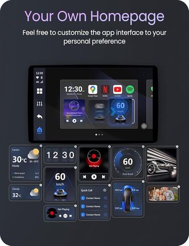 محول CarPlay AI Box اللاسلكي للملاحة المتكاملة، Android12، مخرج HDMI، 8+128G متوافق مع YouTube/Netflix/Hulu، شاشة مقسمة للشاشة، متوافق مع بطاقة SIM اللاسلكية CarPlay/Android Auto in Kuwait