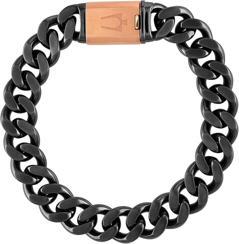 Bulova Jewelry Men's Latin Grammy 13mm Curb Chain Dual Brushed and Polished Gunmetal, 8.5" Bracelet Style:BVB1016-GRSTNA in Saudi Arabia