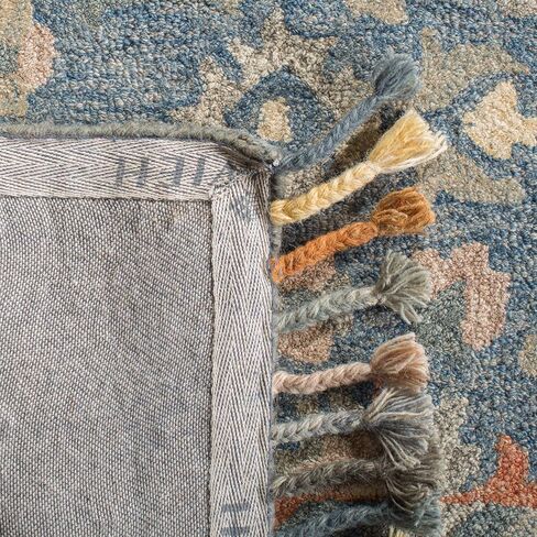 SAFAVIEH Aspen Collection Area Rug - 6' x 9', Blue & Rust, Handmade Boho Braided Tassel Wool, Ideal for High Traffic Areas in Living Room, Bedroom (APN123A) in Saudi Arabia