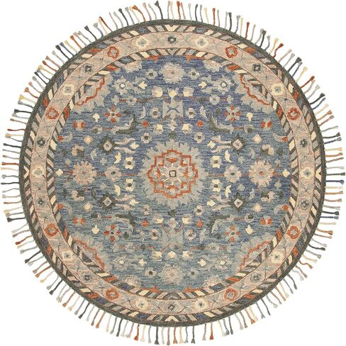 SAFAVIEH Aspen Collection Area Rug - 6' x 9', Blue & Rust, Handmade Boho Braided Tassel Wool, Ideal for High Traffic Areas in Living Room, Bedroom (APN123A) in Saudi Arabia