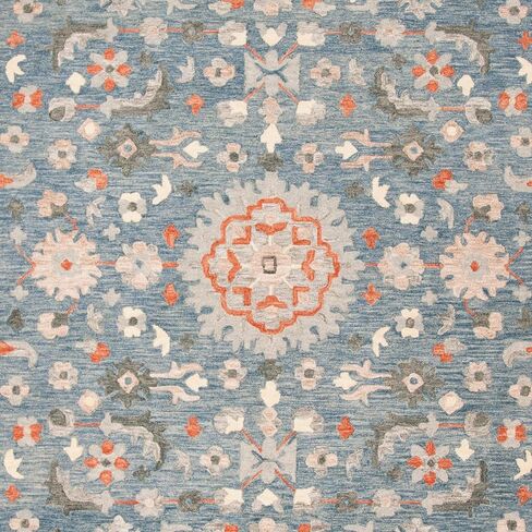 SAFAVIEH Aspen Collection Area Rug - 6' x 9', Blue & Rust, Handmade Boho Braided Tassel Wool, Ideal for High Traffic Areas in Living Room, Bedroom (APN123A) in Saudi Arabia