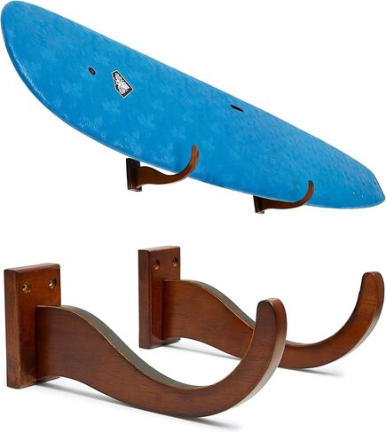لوح ركوب الأمواج، لوح التزلج، خطافات حامل حامل رف الحائط على لوح التزلج | حامل عرض على الحائط من الخشب الصلب للوحات الطويلة واللوحات القصيرة in Kuwait