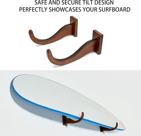 لوح ركوب الأمواج، لوح التزلج، خطافات حامل حامل رف الحائط على لوح التزلج | حامل عرض على الحائط من الخشب الصلب للوحات الطويلة واللوحات القصيرة in Kuwait