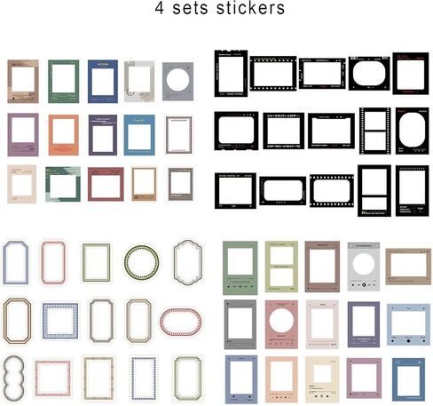 120pcs DIY Decorative Stickers Scrapbook, 4 Set Assorted Frame Scrapbooking Supplies, for Decoration Planner Phone Case Scrapbook - 30 Pieces Per Style in Saudi Arabia
