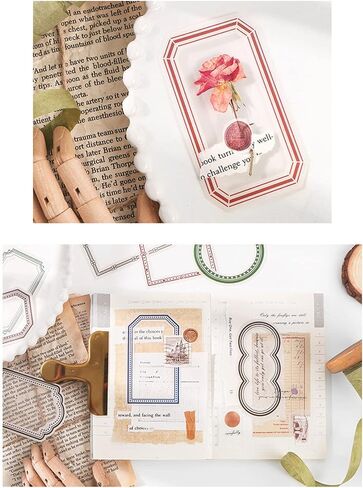 120pcs DIY Decorative Stickers Scrapbook, 4 Set Assorted Frame Scrapbooking Supplies, for Decoration Planner Phone Case Scrapbook - 30 Pieces Per Style in Saudi Arabia