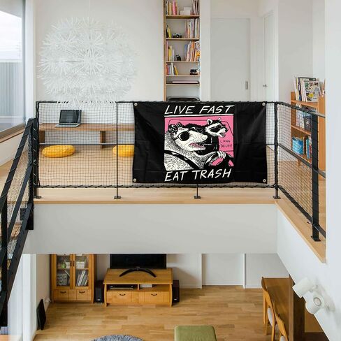 Generic Live Fast Eat Trash Tapestry Funny Banner College Dorm Poster، ديكور جدار المبنى السكني للمكتب، مع 4 حلقات نحاسية 3x5ft in Saudi Arabia