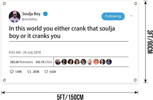 مضحك في هذا العالم، إما أن تقوم بتحريك ذلك الصبي المغني Soulja أو أنه يحركك نسيج 3 × 5 أقدام يمكن استخدام بطانيات معلقة داخلية وخارجية لتزيين غرفة النوم وديكور خلفية الحفلات وما إلى ذلك in Saudi Arabia