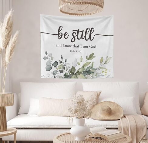 OXW Bible Verse Christian Tapestry Wall Hanging - Scripture Wall art Decor, Be Still and Know That I Am God, Christian Wall Blanket Decor for Prayer Room Church Bedroom Living Room, 50x60 Inch in Saudi Arabia