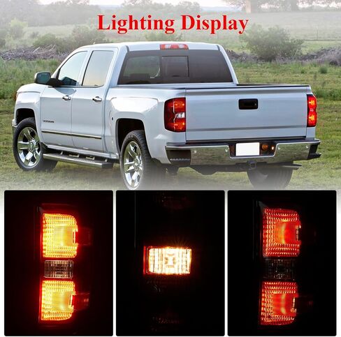 أضواء خلفية متوافقة مع Chevy Silverado 1500 2014-2018 /Fit Silverado 2500 HD 3500 HD 15-19 /Fit GMC Sierra 3500 HD مع سائق حزام الأسلاك وعدسة دخان جانبية للراكب in Saudi Arabia