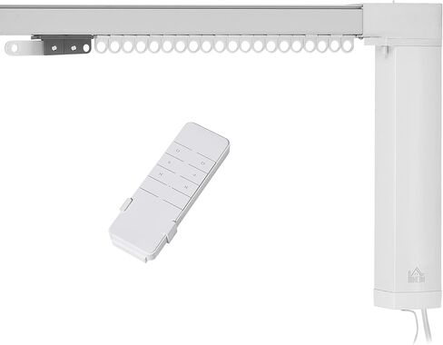 نظام ستائر هومكوم الذكي، فتاحة ستائر أوتوماتيكية مع قضيب مسارات قابل للتعديل (حتى 180 بوصة)، متوافق مع أليكسا، جوجل هوم فويس، تطبيق واي فاي، جهاز تحكم عن بعد، أبيض in Kuwait