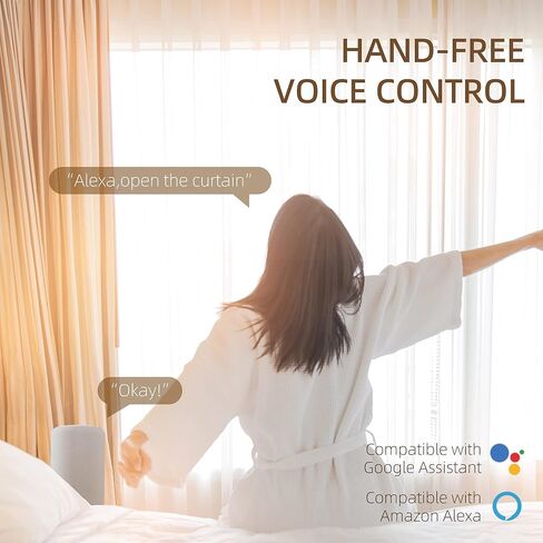 نظام ستائر هومكوم الذكي، فتاحة ستائر أوتوماتيكية مع قضيب مسارات قابل للتعديل (حتى 180 بوصة)، متوافق مع أليكسا، جوجل هوم فويس، تطبيق واي فاي، جهاز تحكم عن بعد، أبيض in Kuwait