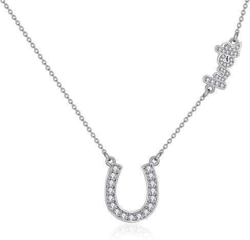 Lucky Horseshoe Necklace Sterling Silver Four Leaf Clover Pendent Jewelry Gifts for Women Girls in Saudi Arabia