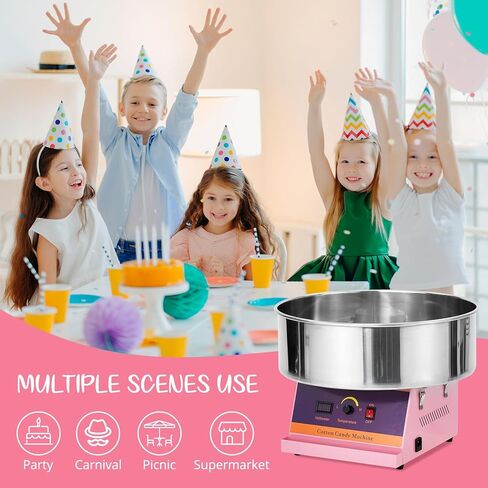 Electric Commercial Cotton Candy Machine, 1030W Candy Floss Maker with Stainless Steel Bowl, Sugar Scoop, Cotton Candy Maker for Home Party Carnival, Pink in Saudi Arabia