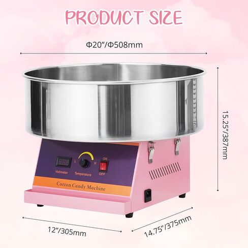 Electric Commercial Cotton Candy Machine, 1030W Candy Floss Maker with Stainless Steel Bowl, Sugar Scoop, Cotton Candy Maker for Home Party Carnival, Pink in Saudi Arabia