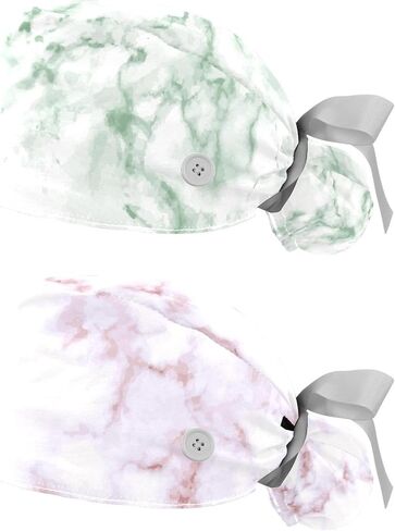 2 Packs Tie Dye Unisex Scrub Caps Surgical Women with Button Adjustable Hats Surgical Caps for Women in Saudi Arabia