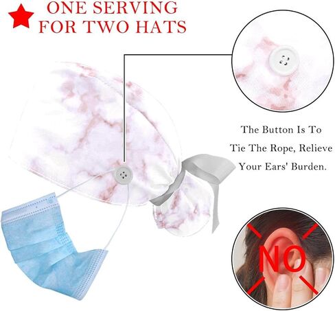 2 Packs Tie Dye Unisex Scrub Caps Surgical Women with Button Adjustable Hats Surgical Caps for Women in Saudi Arabia