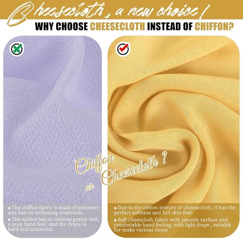 Gold Wedding Gauze Cheesecloth Fabric, 10 Yard Cheesecloth Arch Draping Ceiling Drape Table Runner Fabric, Gold DIY Cheesecloth for Table Runner Chair Sash Napkins Drape Wedding Decoration in Kuwait