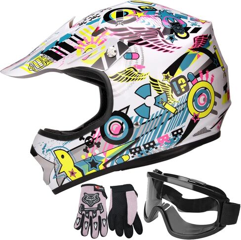 JAGASOL DOT الشباب موتوكروس الطرق الوعرة الشارع خوذات الدراجة الترابية للأطفال 8-14، خوذة BMX MX ATV مع نظارات واقية DOT المعتمدة in Kuwait
