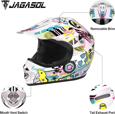 JAGASOL DOT الشباب موتوكروس الطرق الوعرة الشارع خوذات الدراجة الترابية للأطفال 8-14، خوذة BMX MX ATV مع نظارات واقية DOT المعتمدة in Kuwait