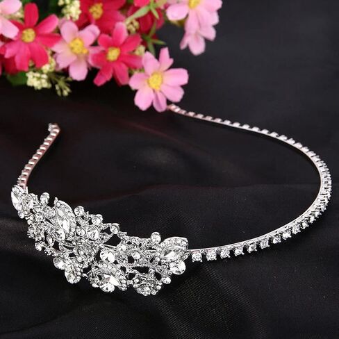 EVER FAITH Women's Austrian Crystal Wedding Bridal Flower Leaf Cluster Hair Band Clear Silver-Tone in Saudi Arabia