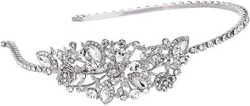 EVER FAITH Women's Austrian Crystal Wedding Bridal Flower Leaf Cluster Hair Band Clear Silver-Tone in Saudi Arabia