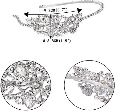 EVER FAITH Women's Austrian Crystal Wedding Bridal Flower Leaf Cluster Hair Band Clear Silver-Tone in Saudi Arabia
