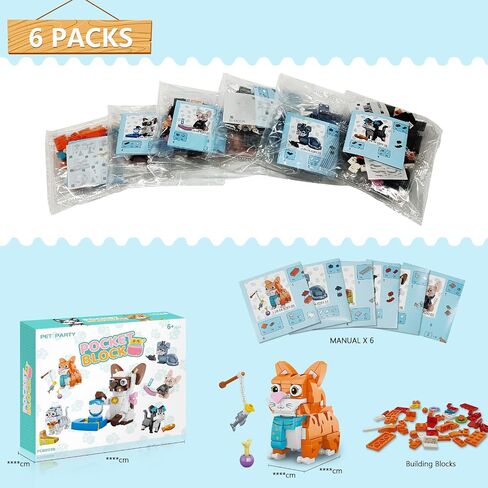 6Packs Party Favors for Kids, 773PCS Animals Building Blocks Sets, Mini Building Blocks for Christmas Birthday Gifts, Prizes for Kids Classroom, Stocking Stuffers,Goodie Bags for Kids 6+ in Saudi Arabia