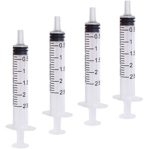 4 قطع 2 مل/2.5 مل (CC) محقنة بلاستيكية للاستعمال مرة واحدة، غلاف فردي مختوم بدون إبرة مع قياس للتغذية العلمية للحيوانات الأليفة ومختبرات توزيع الري in Kuwait