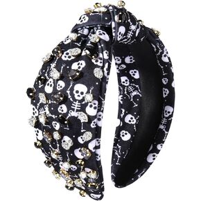 PHALIN Halloween Headband for Women Halloween Accessories Rhinestone Candy Corn Pumpkin Ghost Knotted Headband Costume Party Gifts (Candy Corn)