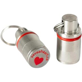 [2 PCS] Save A Heart Pill FOB Medical Grade Stainless Steel Pill Fob for 2 325mg Emergency Aspirin Save A Heart Pill Holder Waterproof Keychain Watertight Small Pill Capsule Aspirin Holder in Saudi Arabia