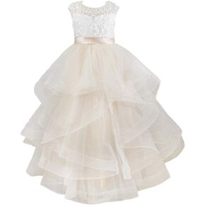 Miama Lace Tulle Keyhole Back Wedding Flower Girl Dress Junior Bridesmaid Dress